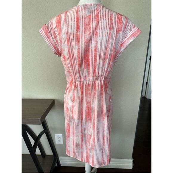 Rock Republic Pink White Tie Front Short Sleeve Button Down Dress - Picture 3 of 6
